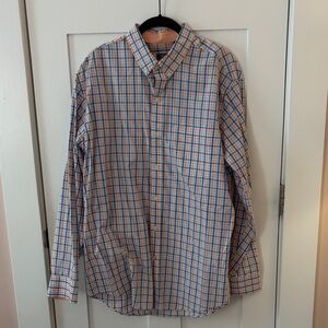 Izod 100% Cotton Blue & Peach Dress Shirt